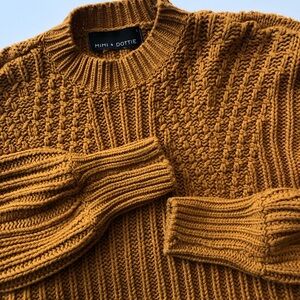 Mimi & Dottie Women’s Small Knit Sweater Caramel Long Sleeve Crew Neck